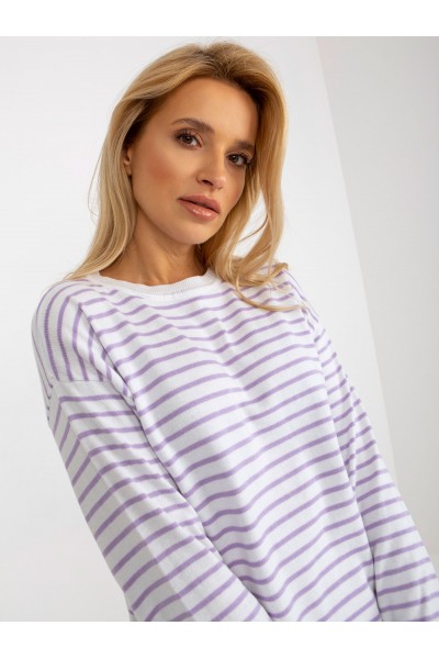 Dryžuotas megztinis moterims Rue PARIS (Baltos ir violetinės spalvų)